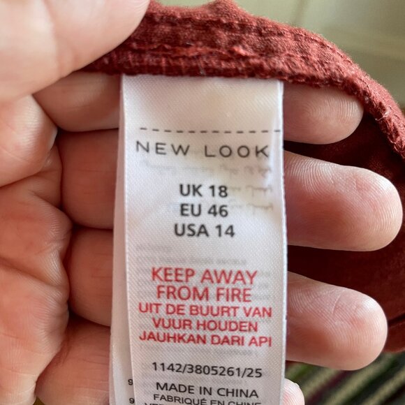 New Look Maroon Corduroy Collared Snap Mini Dress, Size 14 - Picture 5 of 5